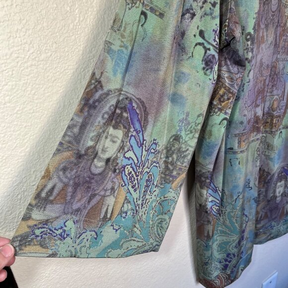 Citron Santa Monica Silk Blend Tunic Dress 2X Buddha Inspired Print - Picture 5 of 8